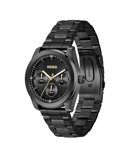 HUGO Montre Analogique Multifunction à Quartz pour Homme Collection #Bright Sport avec Bracelet en Acier Inoxydable Noir - 1530426 – vue 2