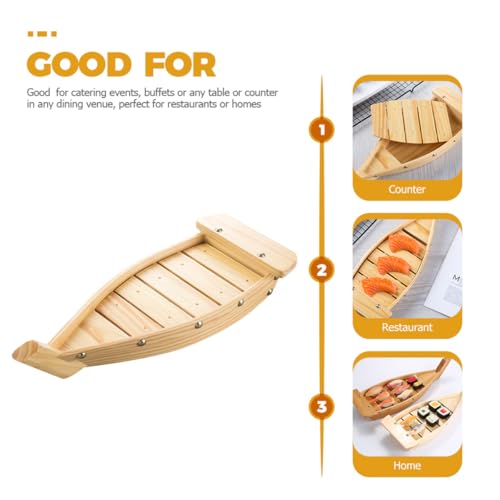 Plato de sushi madera 37 cm para servir y sashimi miniatura 7