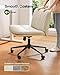 Marsail Armless-Office Desk Chair with Wheels: PU Leather Cross Legged Wide Chair,Comfortable Adjustable Swivel Task Chairs for Home,Office,Make Up,Small Space,Bed Room(Light Beige)
