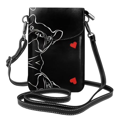 Portefeuille téléphone bouledogue français anti-perte avec bandoulière amovible