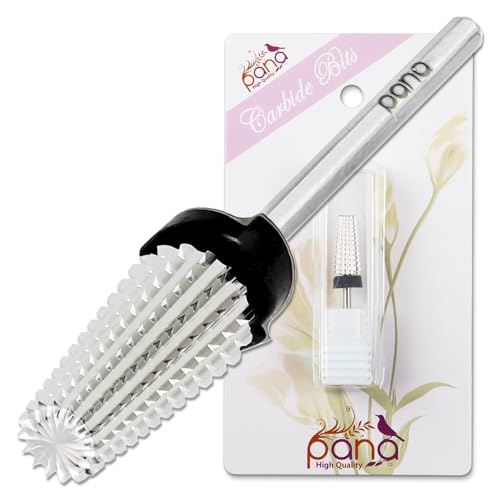 PANA Nail Carbide 5 in 1 Bit - Two Way Rotate use for Both Left and Right Handed - Fast remove Acrylic or Hard Gel - 3/32 Shank - Manicure Nail Art Drill Machine (Extra Coarse - XC Silver)