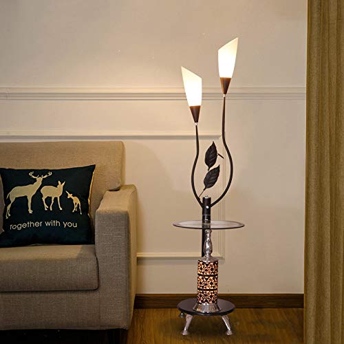 Lámpara de lectura moderna con mesa de centro integrada y luz cálida led negra 3