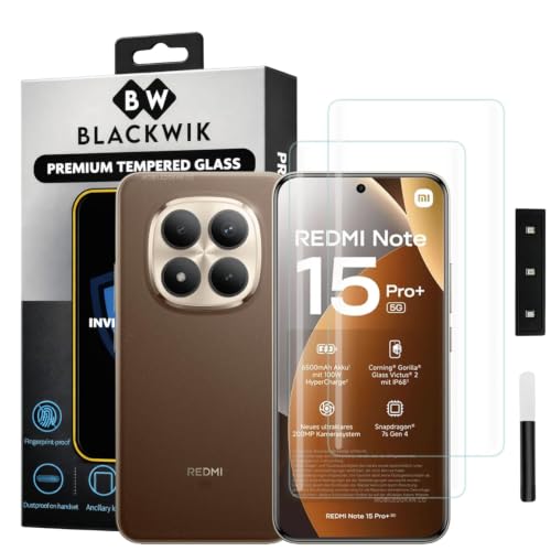 Image of Blackwik UV Curved Tempered Glass for Redmi Note 15 Pro Plus 5G | 2-Pack
