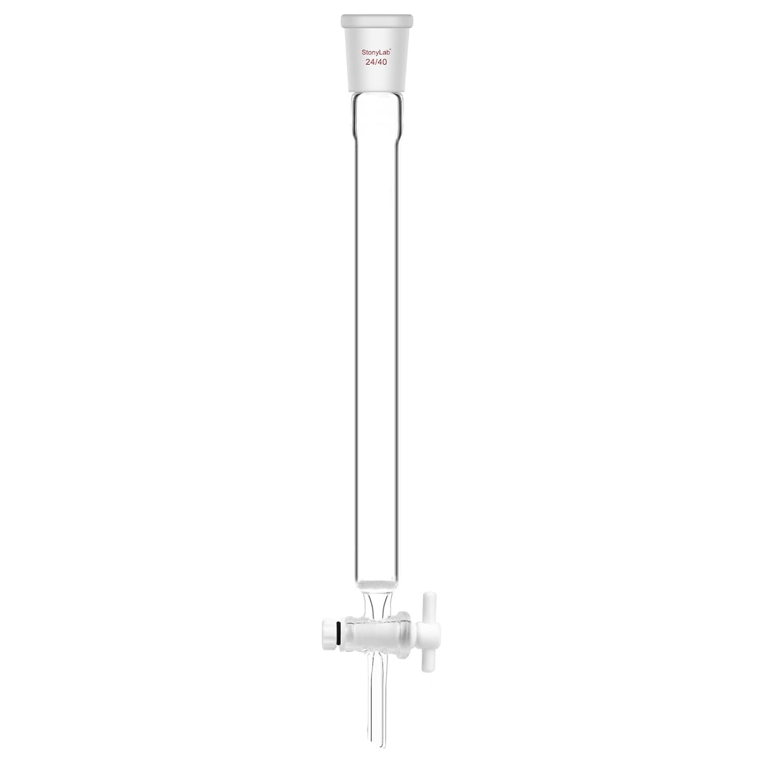 stonylab Borosilicate Glass Column Chromatography with G2 Sand Plate, 19 mm Inner Diameter, 203 mm Effective Length, 24/40 Joint