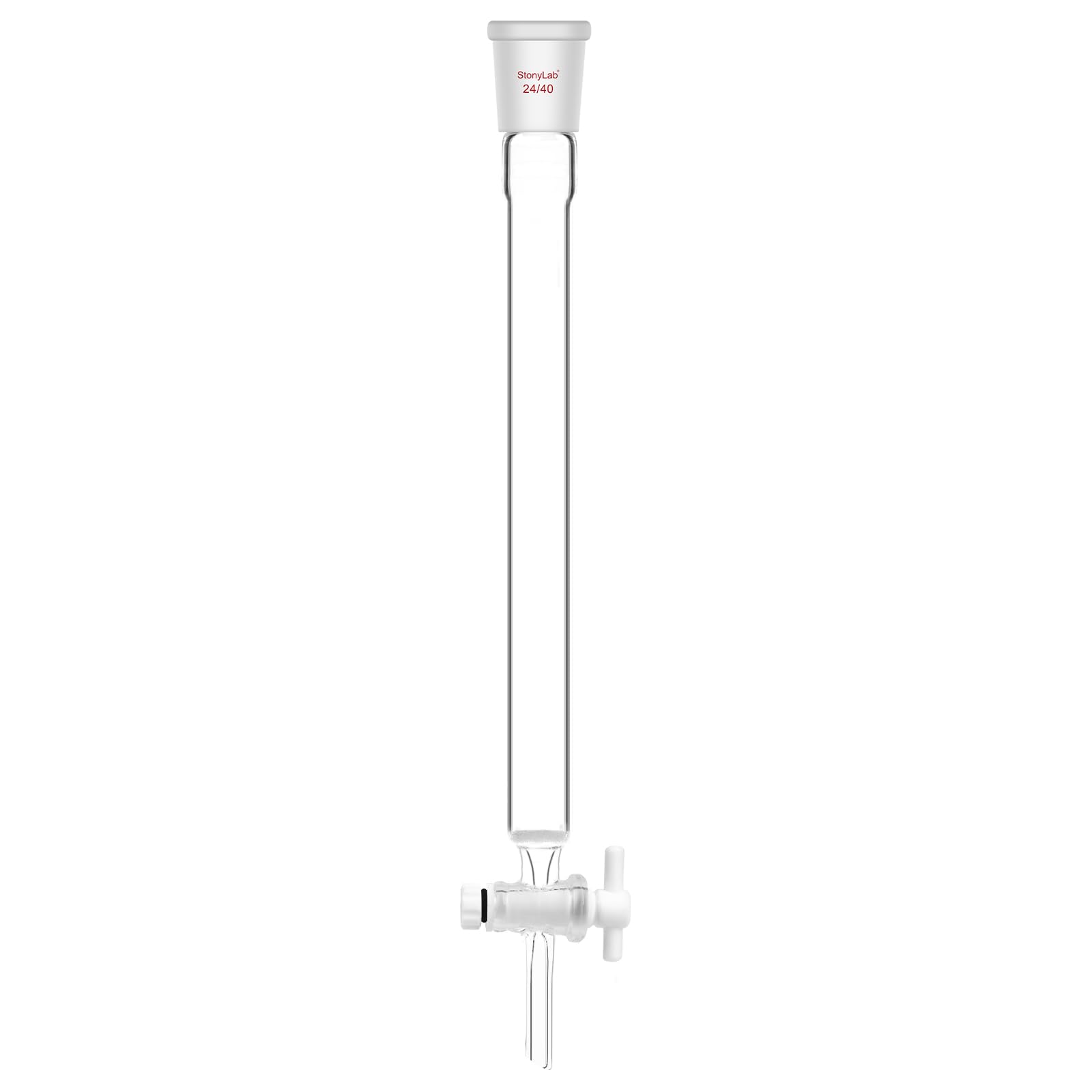stonylab Colonna di Cromatografia in Vetro Borosilicato con Piastra di Sabbia G2, Diametro Interno 19 mm, Lunghezza Efficace 203 mm, Giunto 24/40