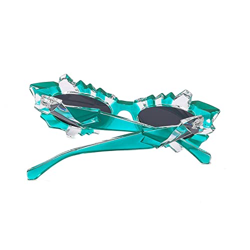 Lunettes de soleil œil de chat steampunk pour femme UV400 noir vert