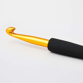 KnitPro Tığlar Yumuşak Saplı Alüminyum 5,00 mm Tığ, Plastik/Alüminyum, Siyah/Altın, 20 x 5 x 1 cm