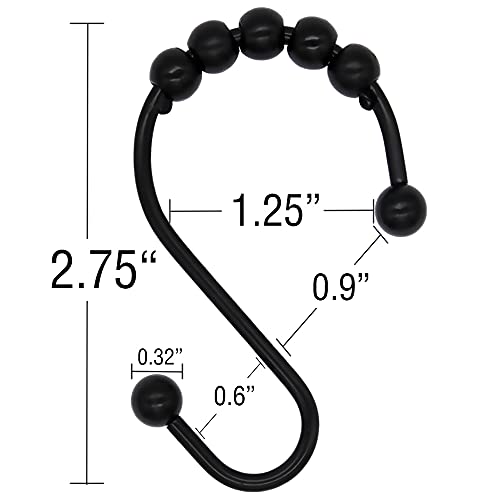 Ugotfeels Shower Curtain Hooks, 12 Pieces S Shaped Shower Hooks With Rollers | Rust Resistant | Black - 12 Pieces #TOP3