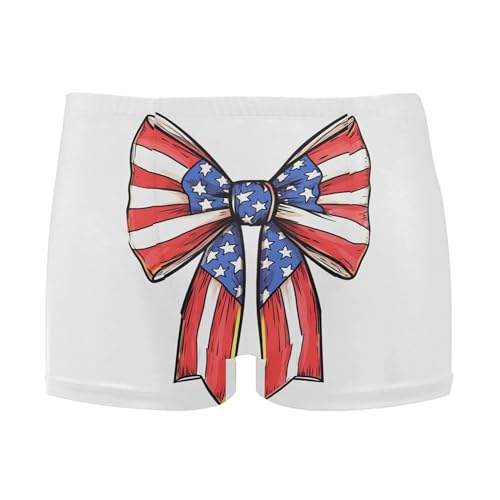 American Flag July 4th Bow-Knot Mens Swim Trunk Swimwear Swim Brief Square Leg Board Short S S0406876