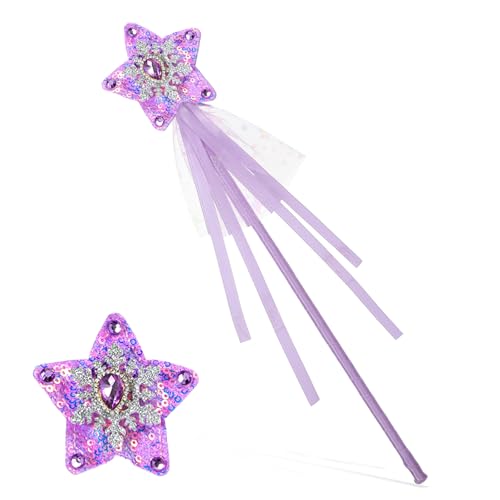 Yuomeaz 2 varitas de hadas, varitas de hadas de princesa, estrella de hadas, 33 cm con purpurina, varitas mágicas para cumpleaños, Halloween, Navidad, fiestas, disfraces, accesorios