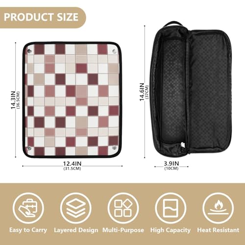 Bolsa de viaje para herramientas de cabello con tapete térmico resistente al agua para planchas y rizadores, organizador para planchas y accesorios de cuidado capilar, diseño de hojas blancas y burdeos miniatura 4