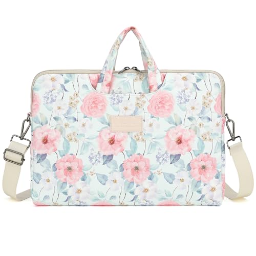 DACHEE Laptop Shoulder Bag for 15 Inch/15.6 Inch Macbook Pro (Pink Rose(07, 15 inch/15.6 inch)