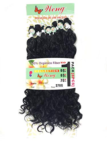 Cabelo Organico Cacheado Ondulado MegaHair 270 Gramas 8 Telas 70 Cm Sofia Preto