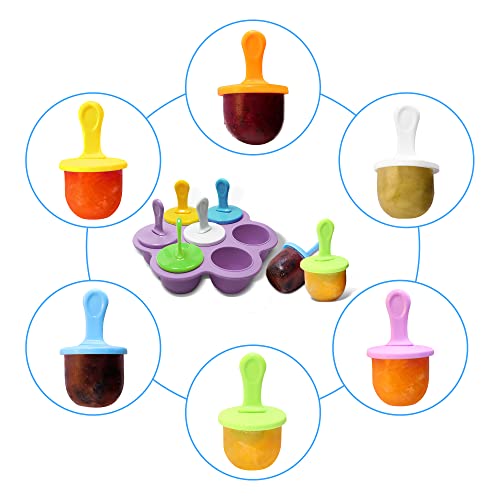 Silicone Popsicle Molds 7-Cavity Diy Ice Pop Mold With Colorful Sticks For Egg Biting Ice Cream Molds Baby Food Storage Containers Non Stick Cake Molds (Purple) #TOP1