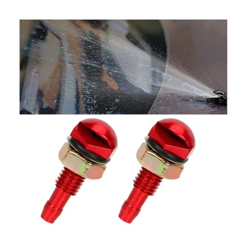 Adunsiaoto 2 Pezzi Universale Ugello Lavavetro, Ugello Tergicristallo Auto, Ugelli Per Lavacristalli Anteriori, Universale Kit Di Sostituzione Getto Del Tergicristallo Automatico Dell'auto(Rosso)