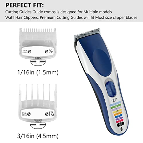 Professional Hair Clipper Guards Guides 2 Pcs Coded Cutting Guides #3170-400 - 1 1/2” And 1/2” Fits For All Wahl Clippers(Transparent-2 Pcs) #TOP1