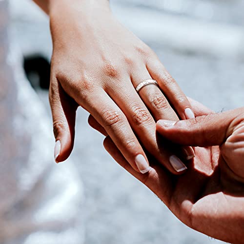 Monkton 3.5Mm Women Half Eternity Bands Cubic Zirconia Promise Ring Stainless Steel Wedding Band Size 4-11,Silver,Size 7 #TOP3