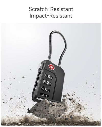 LUGGEX TSA Locks for Luggage, Suitcase Locks TSA Approved, Luggage Locks, Ease of Use & Durable(Black,4 Pack)2