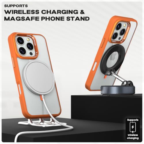 Image of Pikkme Back Cover for iPhone 16 Pro Max | Shockproof | Mag-Safe Compatible | Hard Transparent Back | Premium Raised Camera Protection | Bumper Case (Orange Mag-Safe)