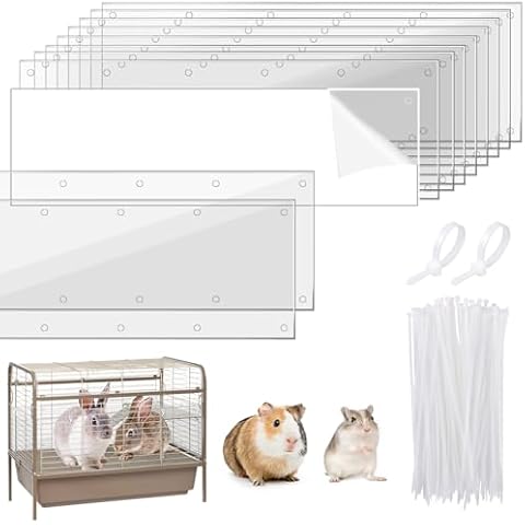 UNIFAMILY 10 Pcs Pet Cage Edge Liner Clear Urine Guard Side Lining, 14" x 4.5" Anti-Urine Splash Sheet for Ferret Rabbits Chinchilla Hamster Hedgehog Rat Critter Nation Cage Liner Cover