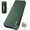 NYECHTO Self Inflating Sleeping Pad with Electric Pump, 4" Thick Ultralight Memory Foam Camping Mattress, Telescopic & Compact, Fast Inflate Insulated Camping Air Mats for Car Travel/Tent/Cot,Green