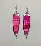 KOKOPROS (2 PK Kokanee Salmon Finished Teardrop Fishing Flashers 5 ½ inch Chrome Plated (Hot Pink)