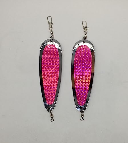 Kokopros (2 Pk Kokanee Salmon Finished Teardrop Fishing Flashers 5 ½ Inch Chrome Plated (Hot Pink) #TOP8
