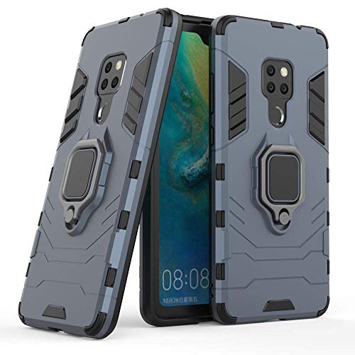 Phone Case For Huawei Mate 20 With Tempered Glass Screen Protector Cover And Magnetic Ring Holder Stand Kickstand Slim Hard Cell Accessories Huwai Hwauei Hawaii Mate20 P20 Boys Women Girls Cases Blue #TOP3