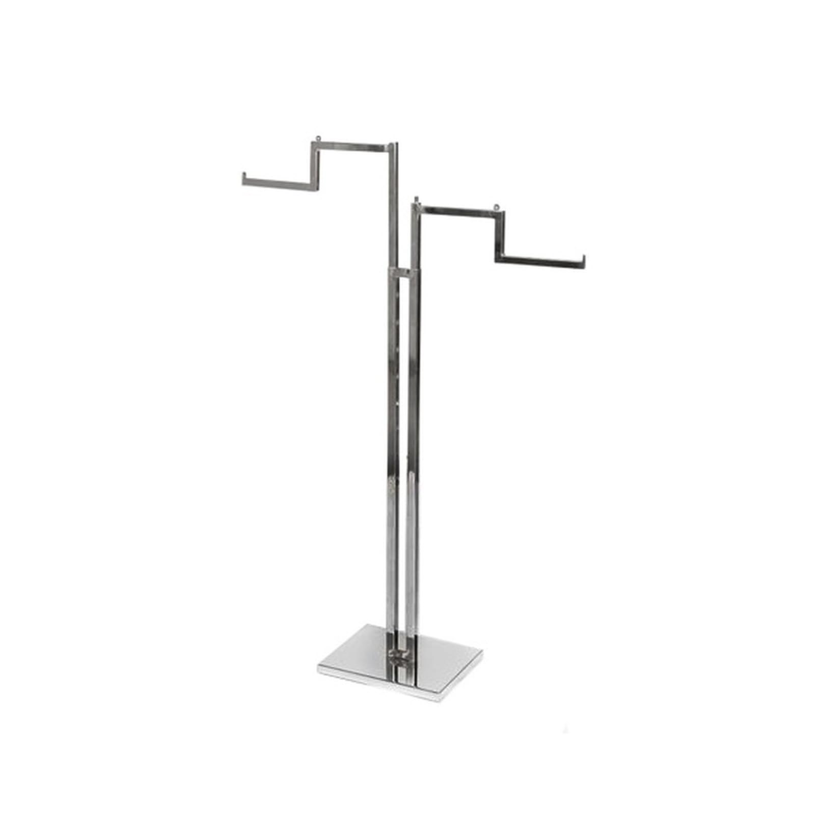 CompleteShopfittings Heavy Duty Chrome 2 Stepped Arms Clothes Rail Display Stand