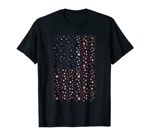 Dog Paws US Flag 4th Of July Party Patriotic Day Dog Lover T-Shirt