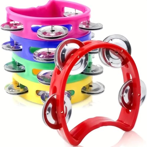 Pandeiro Infantil Meia Lua Pandeirola Profissional Colorido Para Criança Percussão Musical em ABS In