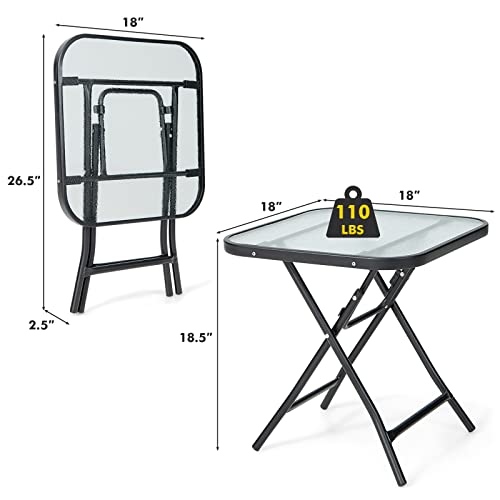 Happygrill HG1463 18 Inch Folding Square Glass Side Table thumb #2