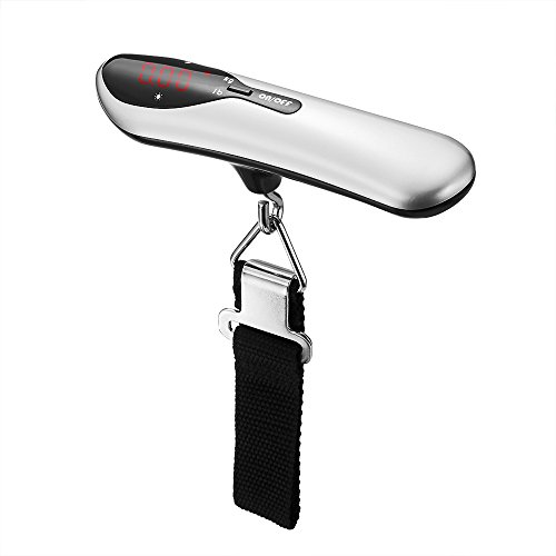 Konesky Elektronische Gepäckwaage, 110 lb / 50 kg Tragbares Digital Reise-hängende Kofferwaage mit Haken Starke Träger Hinterleuchtet Anzeige