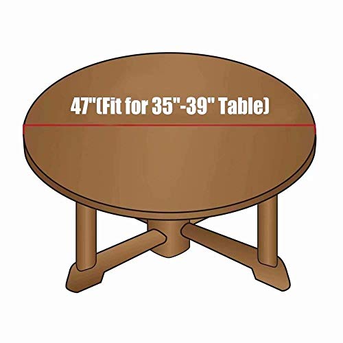 Supnon Elastic Edged Waterproof Table Cover Tablecloths Kitchen Decor, Fits For Round Tables - Rooster With Chickens Sw196675 47" #TOP1