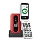 DORO - Doro Leva L30 - Seniorenhandy - 4G-Klapphandy ohne Vertrag - Externes Display - HD-Audioqualität - Kamera - Notruftaste mit GPS - Inklusive Ladestation - Rot/Weiß