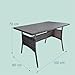 Relaxdays Gartentisch, HBT: 70 x 100 x 60 cm, wetterfest, Polyrattan, Glasplatte, eckiger Esstisch Garten & Balkon, grau