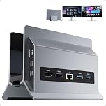 PULWTOP 11 in 1 USB C Docking Station Dual Monitor, Vertical Laptop Dock Stand with 2 x HDMI 4K 60Hz, 3 x USB A/C 10Gbps, 2 x USB A 5Gbps, Ethernet, PD3.0 Docking Station for Type-C Laptops