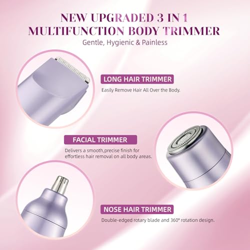Recortadora de bikini para mujer con cabezales intercambiables y afeitadora corporal IPX7 3