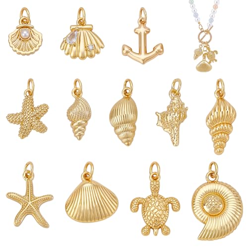 Breloques océan en laiton plaqué or 18k de qualité supérieure pour bijoux éternels