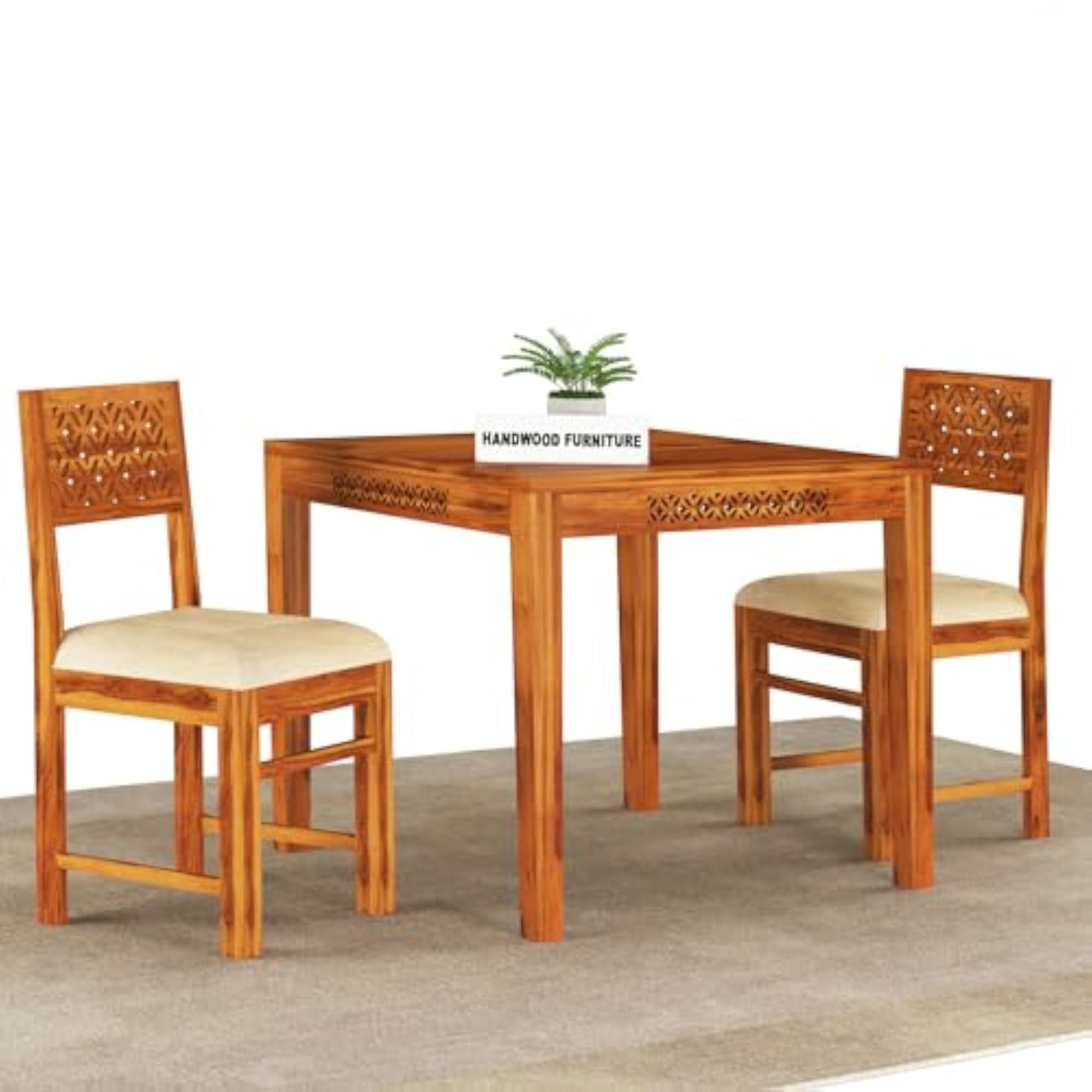Premium Sheesham Wood Dining Table with 2 Chairs Set