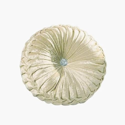 THL Round Filled Cushion With Glittery Stitched Diamond Sofa Cushion Chair Cushion Cream 43x43cm 18x18 Inch