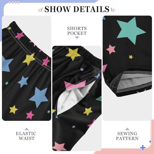 ZZXXB Star Colorful Print Boys Long Pants Soft Trousers Elastic Waist Kids Lounge Bottoms with Pockets S-XL4