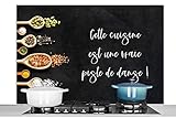 MuchoWow Spritzschutz Küche Küchenrückwand Alu Poster Bilder 120x80 cm Sprichwörter - Gewürze - Die Küche ist EIN wahrer Tanzplatz! - Zitate - Küche