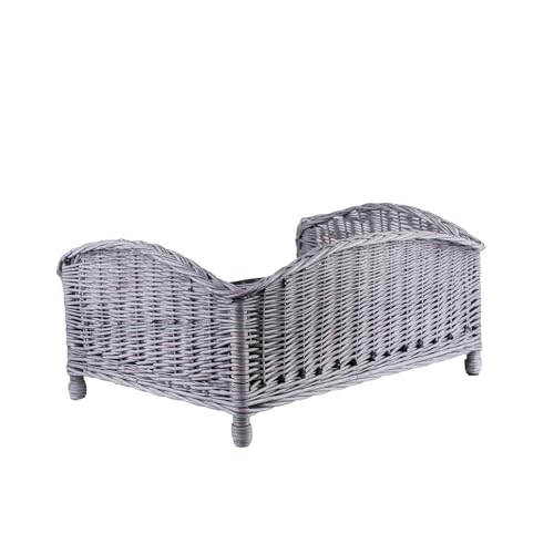 Panier pour chien et chat gris e-wicker24 | Lit dodo 64x42 cm avec coussin doux