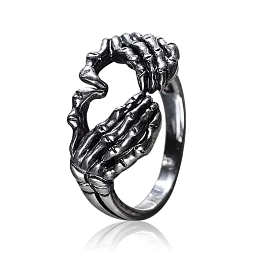 Vipomkowa Love Hand Rings for Women Creative Skeleton Heart Sign Retro Rings Jewelry Accessory Gifts