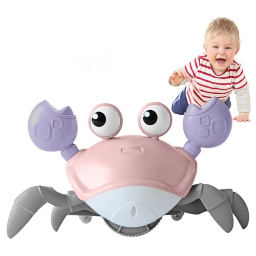 Image of FEELGUY Crawling Crab Baby Toy Fantastic Creatures Toys Infant Sensory Tummy time Toys 3 4 5 6 7 8 9 10 11 12 Babies boy Girl Learning Crawl 3-6 6-12 Walking Toddler Gifts for 36 Months Old (Pink)