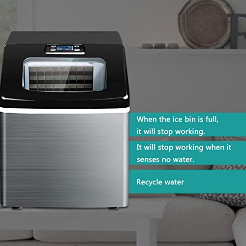 Fabricadora de hielo de mostrador, máquina de hielo auto-limpiable, portátil y compacta para cubos de hielo, acero inoxidable, 55 lb en 24 horas, ideal para hogar/cocina/oficina/bar miniatura 7