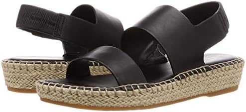Cole Haan Women's CLOUDFEEL Espadrille Sandal Wedge, Black Leather/Natural Jute, 7.5 | Image 6