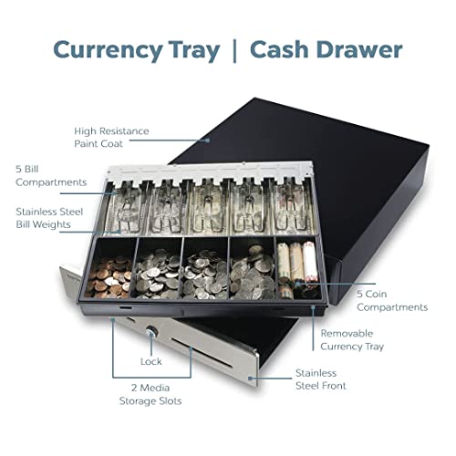 Ab-Cd50 By Accubanker Iron Cash Drawer Pro- For Point Of Sale (Pos) System- Removable Currency Tray 5 Bill & Coin Slots 2 Media Slots 3 Position Lock Connects To Receipt Printer Durable Quality Design #TOP1