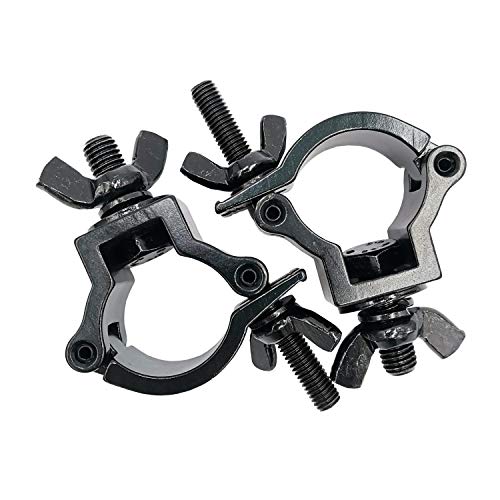 2 Pcs DJ Lighting Clamps 1-1/4" - 1-3/8" Lighting Mount Fits 32-35mm OD Pipe Heavy Duty 165 Lbs Hook Clamps Aluminum Alloy for Stage Light Black